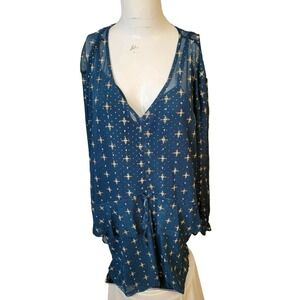 style & co size 3X womens top blouse tank sheer lined star longsleeve v-neck